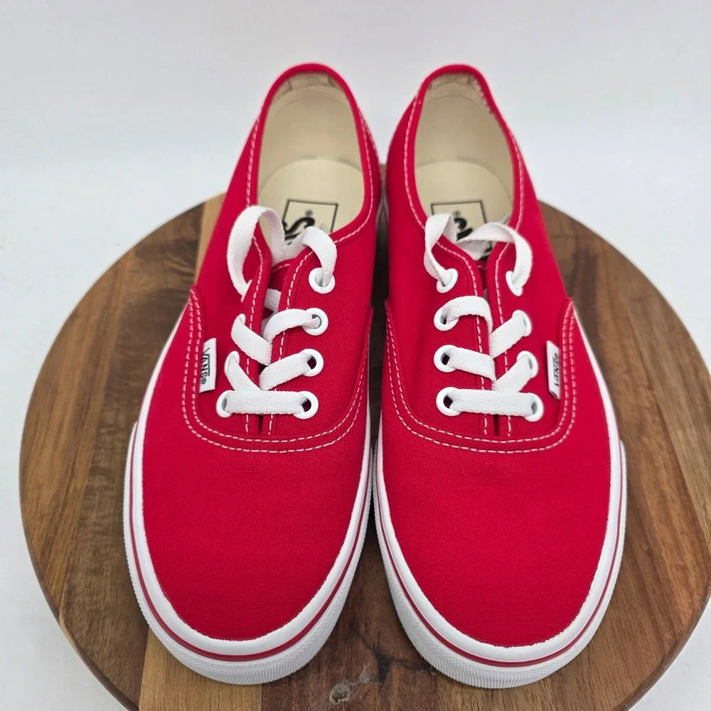 Vans Authentic Red Canvas Low Top Sneakers VN000EE3RED Men's 5 Women's 6.5 New